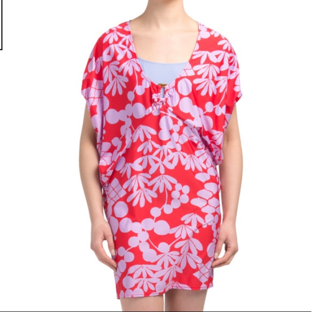 Trina Turk Red and Pink Swim Coverup